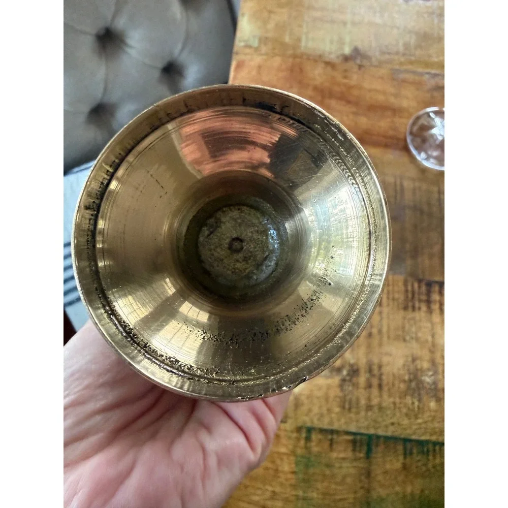 Brass Etched Bud Vase Gold Vintage Brass Decorative